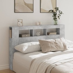 Tête de lit à LED gris béton 160x18,5x103,5cm bois d'ingénierie 616938616938