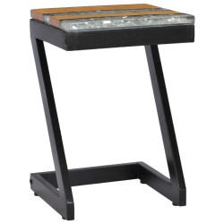 Table basse 30x30x50 cm Bois de teck massif et polyrésine 616941616941