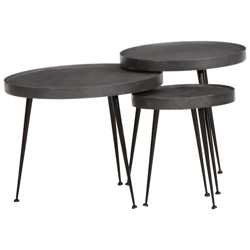 Table basse 3 pcs en bois d'ingénierie noir 616942616942