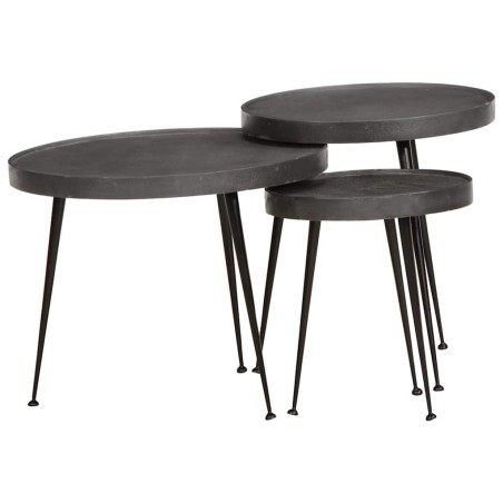 Table basse 3 pcs en bois d'ingénierie noir 616942616942