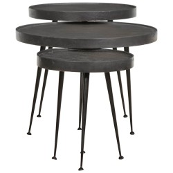 Table basse 3 pcs en bois d'ingénierie noir 616942616942