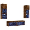 Unités murales TV avec LED 6 pcs chêne fumé bois d'ingénierie 616943616943