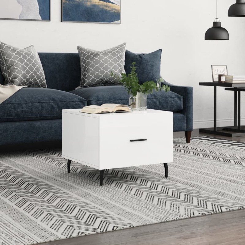 Table basse blanc brillant 50x50x40 cm bois d'ingénierie 616944616944