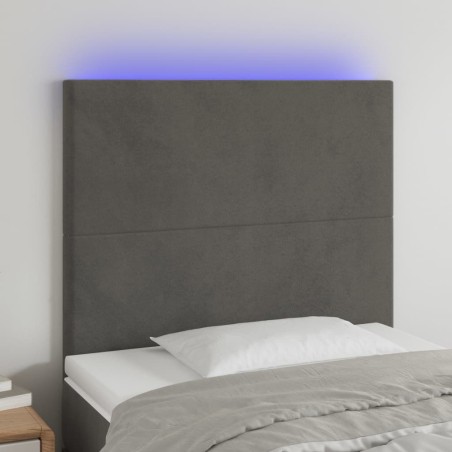 Tête de lit à LED Gris foncé 100x5x118/128 cm Velours 616947616947