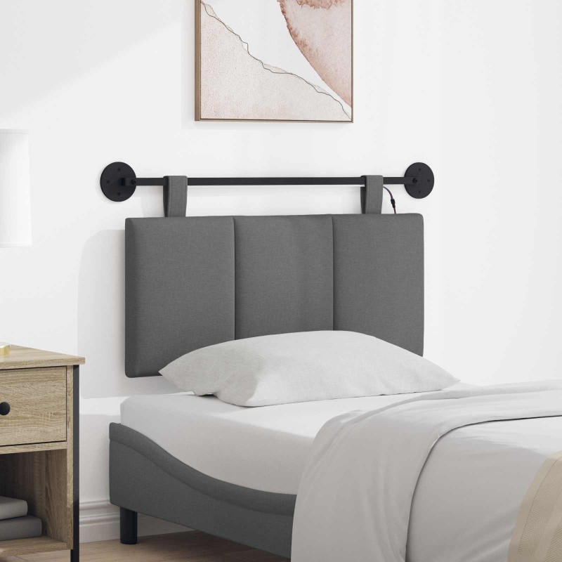 Tête de lit suspendue Avec lumière LED Gris foncé Tissu 616949616949