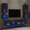 Unités murales TV avec LED 8 pcs chêne fumé bois d'ingénierie 616953616953