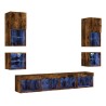 Unités murales TV avec LED 8 pcs chêne fumé bois d'ingénierie 616953616953