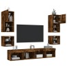 Unités murales TV avec LED 8 pcs chêne fumé bois d'ingénierie 616953616953