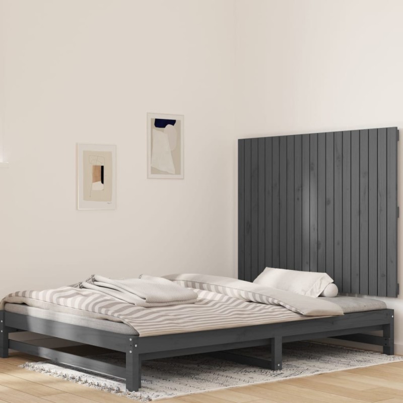 Tête de lit murale Gris 127,5x3x90 cm Bois massif de pin 616966616966