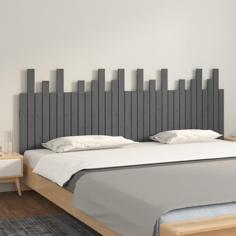 Tête de lit murale Gris 204x3x80 cm Bois massif de pin 616967616967