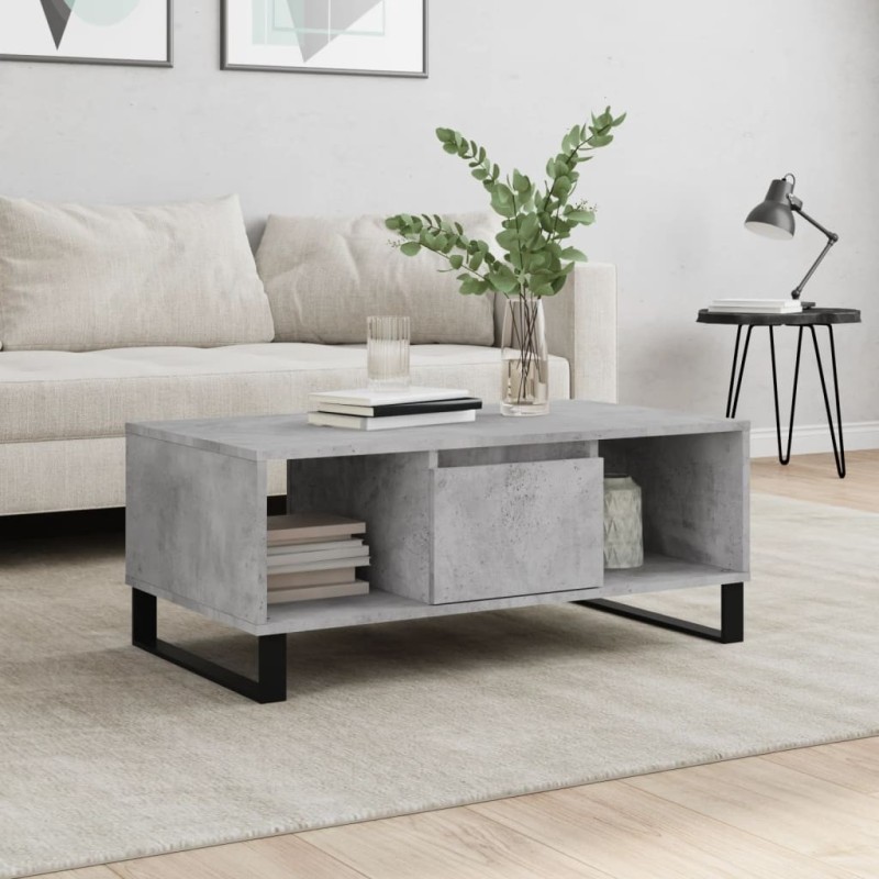 Table basse Gris béton 90x50x36,5 cm Bois d'ingénierie 616970616970