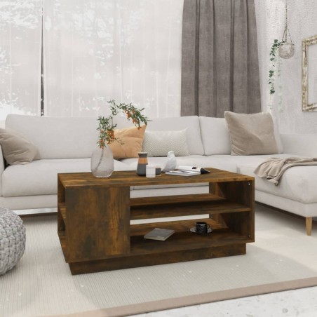 Table basse chêne fumé 102x55x43 cm bois d'ingénierie 616975616975