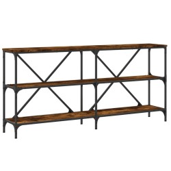 Table console chêne fumé 160x30x75 cm bois d'ingénierie et fer 616979616979