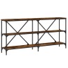 Table console chêne fumé 160x30x75 cm bois d'ingénierie et fer 616979616979