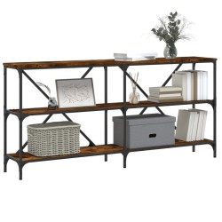 Table console chêne fumé 160x30x75 cm bois d'ingénierie et fer 616979616979