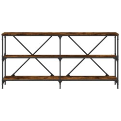 Table console chêne fumé 160x30x75 cm bois d'ingénierie et fer 616979616979