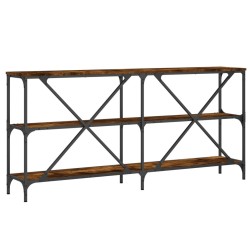 Table console chêne fumé 160x30x75 cm bois d'ingénierie et fer 616979616979