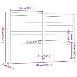 Tête de lit Marron miel 126x4x100 cm Bois massif de pin 616986616986