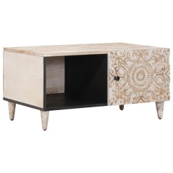 Table basse Blanc 80 x 50 x 40 cm Bois de mangue massif 616990616990
