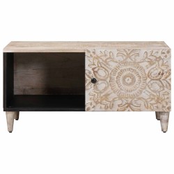 Table basse Blanc 80 x 50 x 40 cm Bois de mangue massif 616990616990