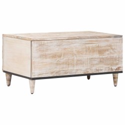 Table basse Blanc 80 x 50 x 40 cm Bois de mangue massif 616990616990