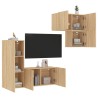 Unités murales TV 4 pcs chêne sonoma bois d'ingénierie 616992616992