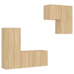 Unités murales TV 4 pcs chêne sonoma bois d'ingénierie 616992616992