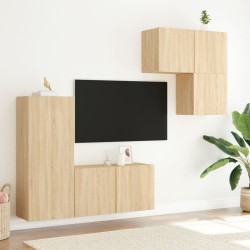 Unités murales TV 4 pcs chêne sonoma bois d'ingénierie 616992616992