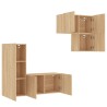 Unités murales TV 4 pcs chêne sonoma bois d'ingénierie 616992616992