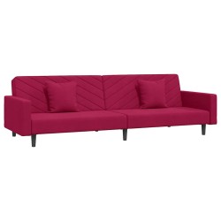 Canapé-lit à 2 places et deux oreillers Rouge bordeaux Velours 617003617003