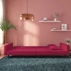 Canapé-lit à 2 places et deux oreillers Rouge bordeaux Velours 617003617003