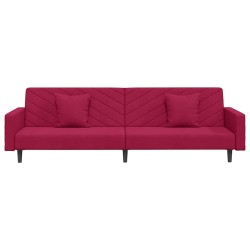 Canapé-lit à 2 places et deux oreillers Rouge bordeaux Velours 617003617003
