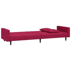 Canapé-lit à 2 places et deux oreillers Rouge bordeaux Velours 617003617003