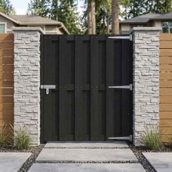 Porte de Jardin 100 x 112 cm WPC et Aluminium Noir 617004617004