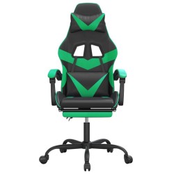 Chaise de jeu pivotante et repose-pied Noir et vert Similicuir 617005617005