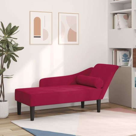 Chaise longue avec coussins rouge bordeaux velours 617028617028