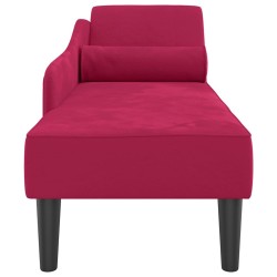 Chaise longue avec coussins rouge bordeaux velours 617028617028