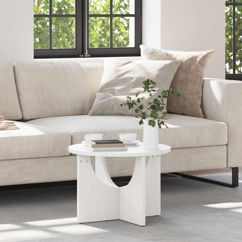 Table basse Blanc 50 x 50 x 35 cm Bois massif en pin 617029617029