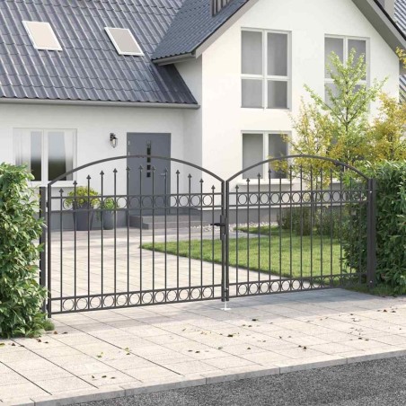 Porte de Clôture ASSEN 401 x 200 cm Acier Gris Verrouillable 617037617037