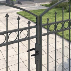 Porte de Clôture ASSEN 401 x 200 cm Acier Gris Verrouillable 617037617037