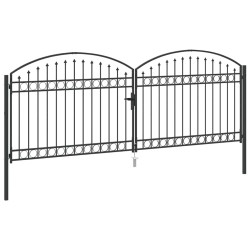 Porte de Clôture ASSEN 401 x 200 cm Acier Gris Verrouillable 617037617037