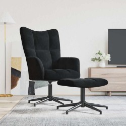 Chaise de relaxation avec tabouret Noir Velours 617046617046