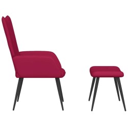 Chaise de relaxation avec tabouret Rouge bordeaux Velours 617048617048
