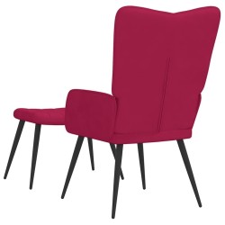 Chaise de relaxation avec tabouret Rouge bordeaux Velours 617048617048