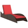 Chaise longue avec coussin Marron 60x205x73 cm Résine tressée 617054617054