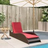Chaise longue avec coussin Marron 60x205x73 cm Résine tressée 617054617054