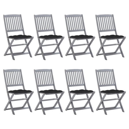 Chaises pliables d'extérieur lot de 8 et coussins Bois d'acacia 617055617055