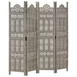 Cloison de séparation 4 panneaux Gris 160x165 cm Bois manguier 617057617057