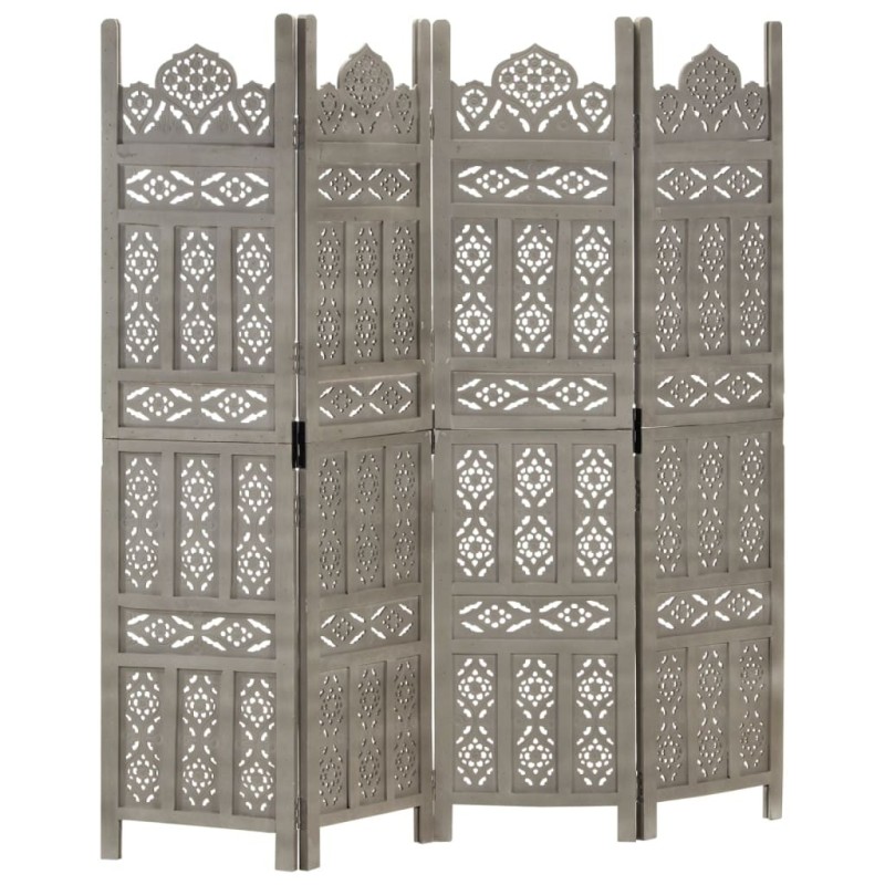 Cloison de séparation 4 panneaux Gris 160x165 cm Bois manguier 617057617057