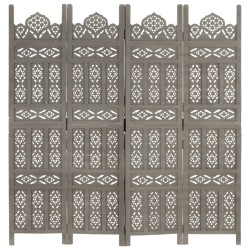 Cloison de séparation 4 panneaux Gris 160x165 cm Bois manguier 617057617057